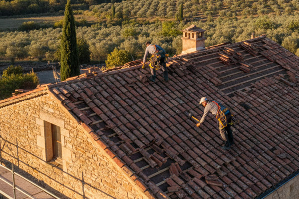Remplacement localisé de tuiles par un couvreur